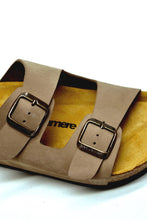 Load image into Gallery viewer, Women&#39;s Anatomical Natural Footbed Double Band Beige Leather Slippers