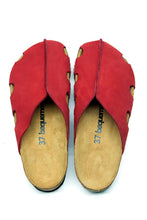 Load image into Gallery viewer, Unisex Anatomical Natural Footbed Red Leather Slippers