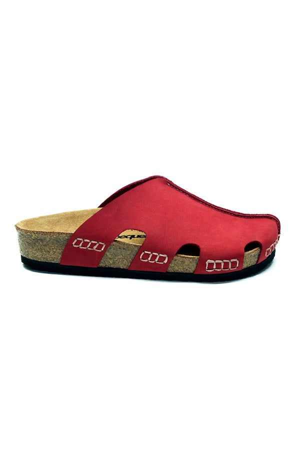 Unisex Anatomical Natural Footbed Red Leather Slippers