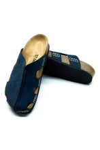 Load image into Gallery viewer, Unisex Anatomical Natural Footbed Navy Blue Leather Slippers
