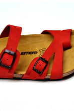 Load image into Gallery viewer, Women&#39;s Anatomical Natural Footbed Red Leather Slippers