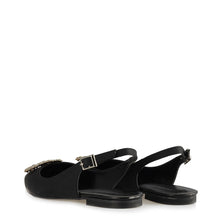 Load image into Gallery viewer, Women&#39;s White Gemmed Black Slingback Shoes