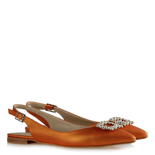 Women's Gemmed Orange Slingback Shoes
