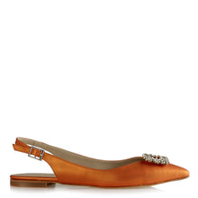 Load image into Gallery viewer, Women&#39;s Gemmed Orange Slingback Shoes