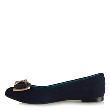 Load image into Gallery viewer, Women&#39;s Yellow Buckle Navy Blue Suede Babette