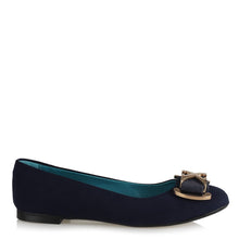 Load image into Gallery viewer, Women&#39;s Yellow Buckle Navy Blue Suede Babette