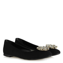 Load image into Gallery viewer, Women&#39;s White Gemmed Black Suede Babette