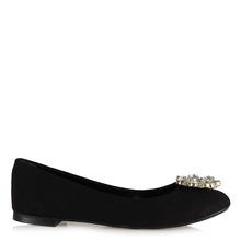 Load image into Gallery viewer, Women&#39;s White Gemmed Black Suede Babette