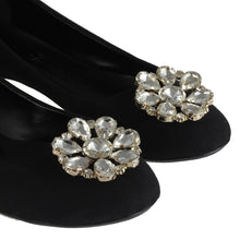 Load image into Gallery viewer, Women&#39;s White Gemmed Black Suede Babette