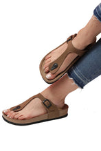 Load image into Gallery viewer, Unisex Anatomical Natural Footbed Sand Beige Leather Slippers