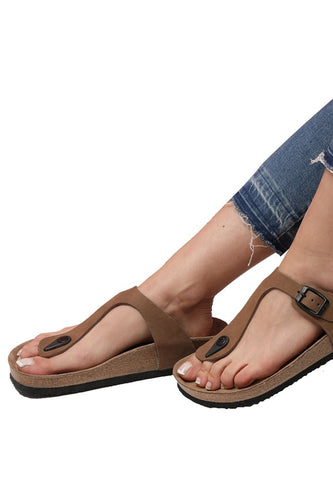 Unisex Anatomical Natural Footbed Sand Beige Leather Slippers