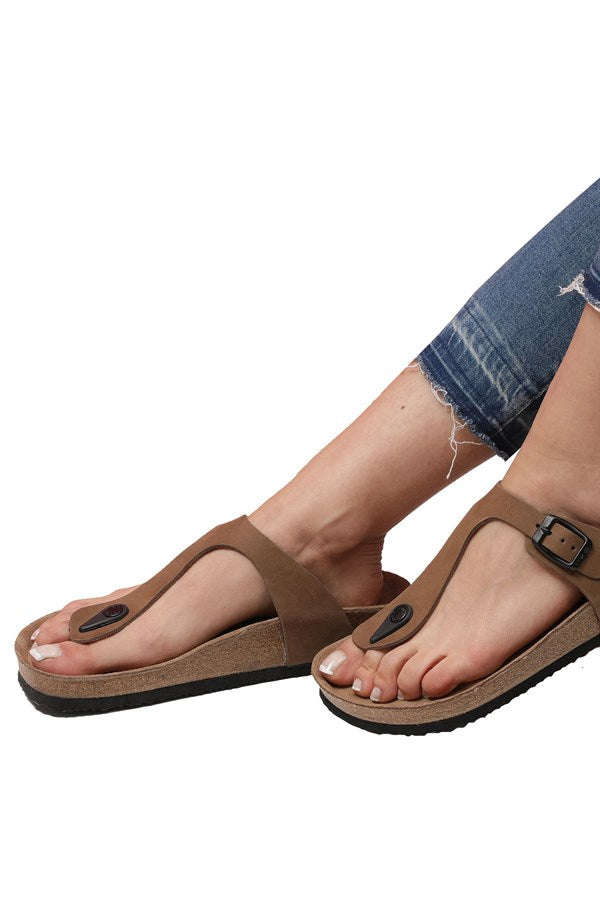 Unisex Anatomical Natural Footbed Sand Beige Leather Slippers