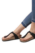 Load image into Gallery viewer, Unisex Anatomical Natural Footbed Black Leather Slippers