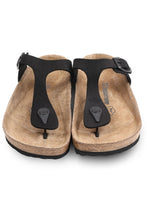 Load image into Gallery viewer, Unisex Anatomical Natural Footbed Black Leather Slippers