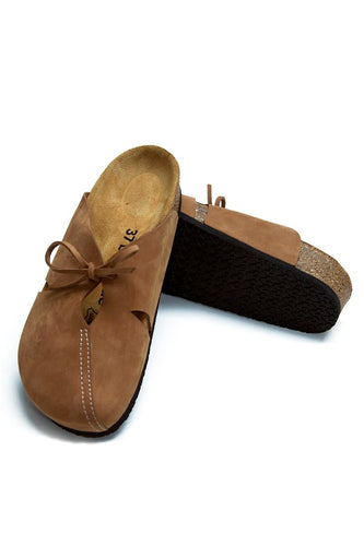 Women's Anatomical Natural Footbed Sand Beige Leather Slippers