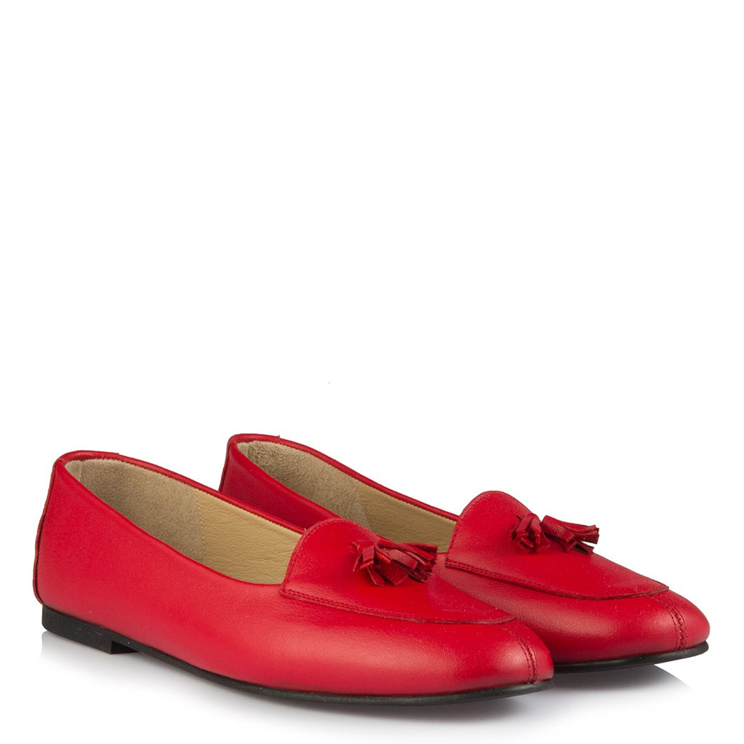 Women's Fringe Red Leather Babette