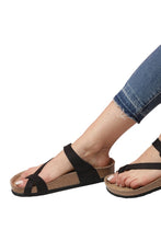 Load image into Gallery viewer, Women&#39;s Anatomical Natural Footbed Black Leather Slippers