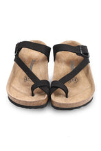 Load image into Gallery viewer, Women&#39;s Anatomical Natural Footbed Black Leather Slippers