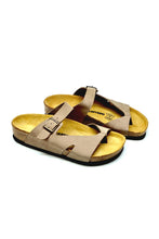 Load image into Gallery viewer, Women&#39;s Anatomical Natural Footbed Beige Leather Slippers