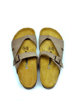 Load image into Gallery viewer, Women&#39;s Anatomical Natural Footbed Beige Leather Slippers