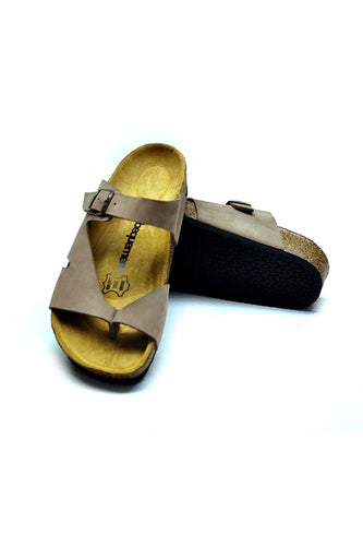 Women's Anatomical Natural Footbed Beige Leather Slippers