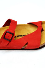 Load image into Gallery viewer, Women&#39;s Anatomical Natural Footbed Red Leather Slippers