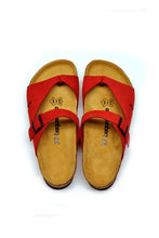Load image into Gallery viewer, Women&#39;s Anatomical Natural Footbed Red Leather Slippers