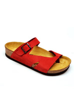 Load image into Gallery viewer, Women&#39;s Anatomical Natural Footbed Red Leather Slippers