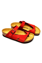 Load image into Gallery viewer, Women&#39;s Anatomical Natural Footbed Red Leather Slippers