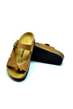 Load image into Gallery viewer, Women&#39;s Anatomical Natural Footbed Sand Beige Leather Slippers