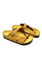 Load image into Gallery viewer, Women&#39;s Anatomical Natural Footbed Sand Beige Leather Slippers