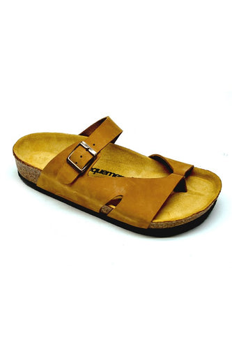 Women's Anatomical Natural Footbed Sand Beige Leather Slippers