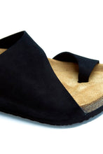 Load image into Gallery viewer, Women&#39;s Anatomical Natural Footbed Black Leather Slippers