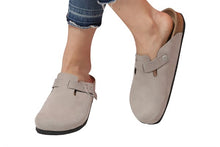 Load image into Gallery viewer, Unisex Anatomical Natural Footbed Stone Color Leather Slippers