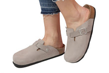 Load image into Gallery viewer, Unisex Anatomical Natural Footbed Stone Color Leather Slippers
