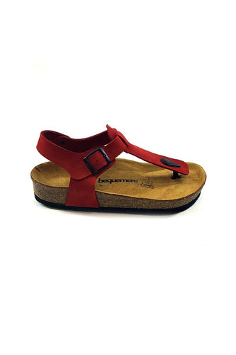 Women's Anatomical Natural Footbed Red Leather Sandals