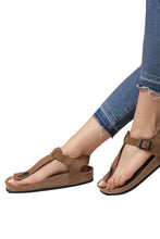 Load image into Gallery viewer, Women&#39;s Anatomical Natural Footbed Sand Beige Leather Sandals