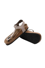 Load image into Gallery viewer, Women&#39;s Anatomical Natural Footbed Stone Color Leather Sandals