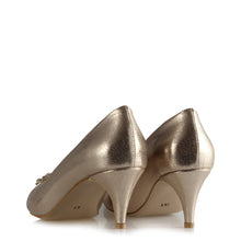 Load image into Gallery viewer, Women&#39;s Gemmed Gold Low Heeled Shoes
