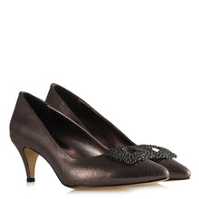 Load image into Gallery viewer, Women&#39;s Gemmed Buckle Gilded Smoky Heeled Shoes