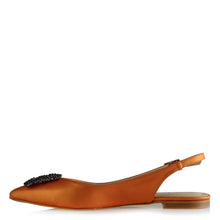 Load image into Gallery viewer, Women&#39;s Gemmed Orange Slingback Shoes
