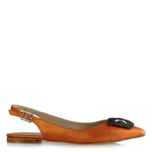 Load image into Gallery viewer, Women&#39;s Gemmed Orange Slingback Shoes