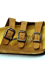 Load image into Gallery viewer, Unisex Anatomical Natural Footbed Multi-Band Sand Beige Leather Slippers