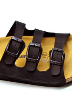 Load image into Gallery viewer, Unisex Anatomical Natural Footbed Multi-Band Black Leather Slippers