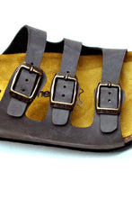 Load image into Gallery viewer, Unisex Anatomical Natural Footbed Multi-Band Leather Slippers