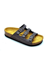 Load image into Gallery viewer, Unisex Anatomical Natural Footbed Multi-Band Leather Slippers