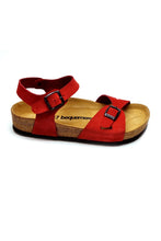Load image into Gallery viewer, Women&#39;s Anatomical Natural Footbed Double Band Red Leather Sandals