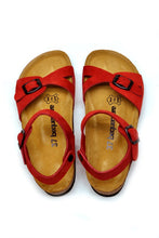 Load image into Gallery viewer, Women&#39;s Anatomical Natural Footbed Double Band Red Leather Sandals