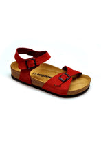 Load image into Gallery viewer, Women&#39;s Anatomical Natural Footbed Double Band Red Leather Sandals