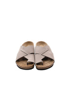 Load image into Gallery viewer, Women&#39;s Anatomical Natural Footbed Stone Color Leather Slippers